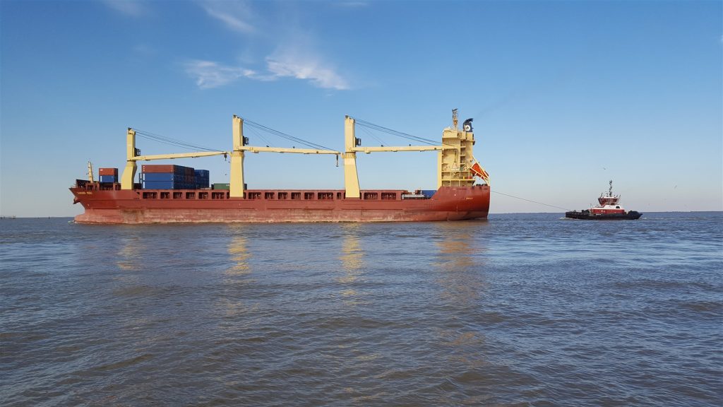 Image of a commercial freighter in the water