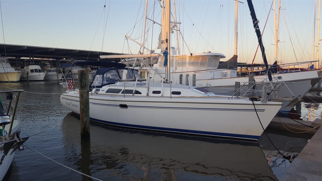 Image of the Wind Orchid sailboat docked at the marina