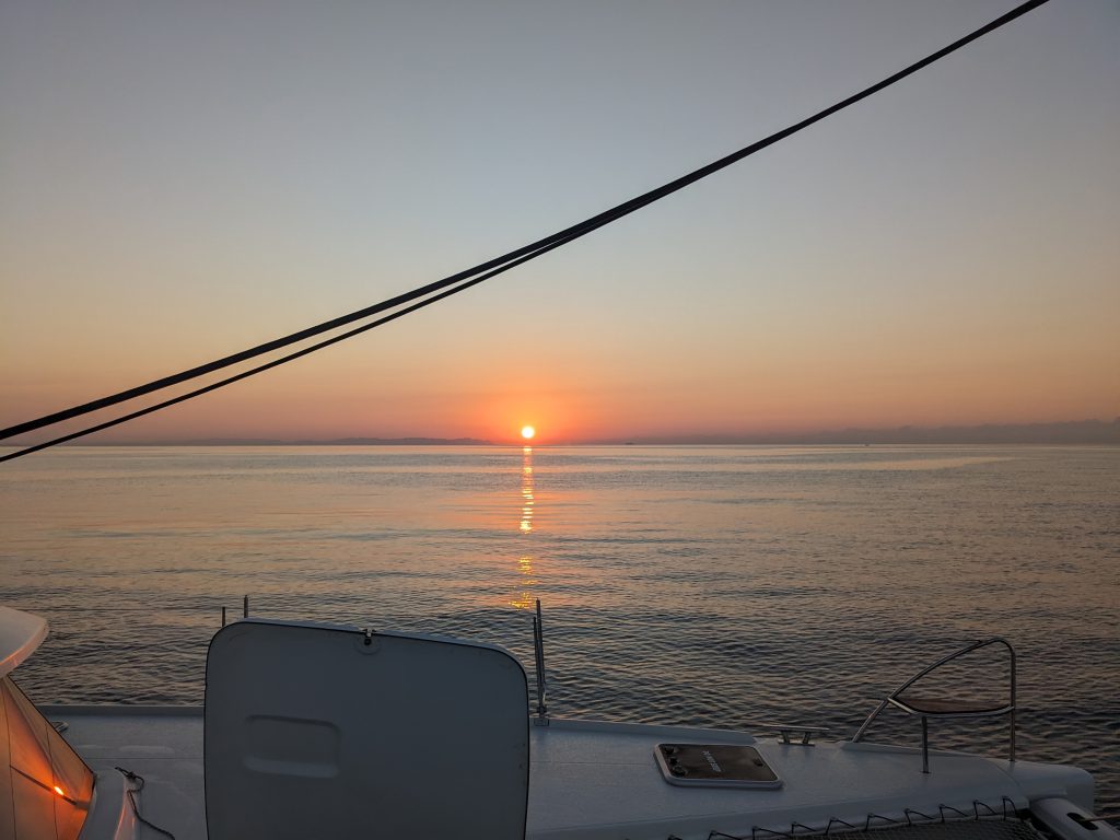 Image of the sunset as taken from a boat at sea.