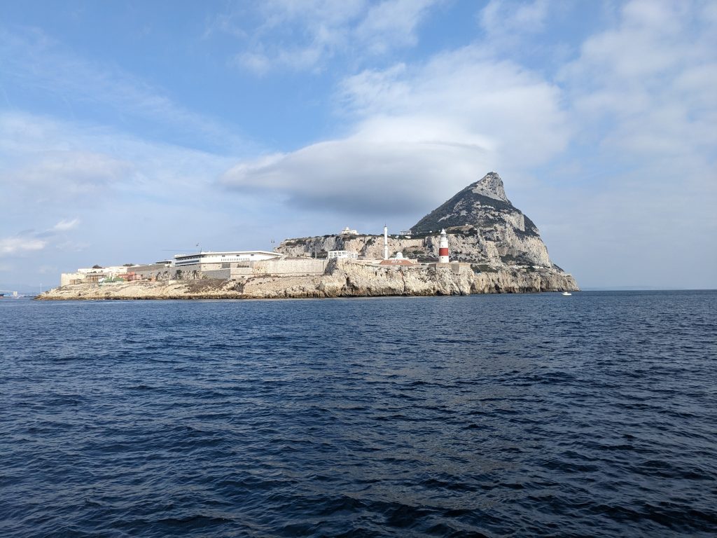 A view of the Rock of Gibraltar on apprach from the sea