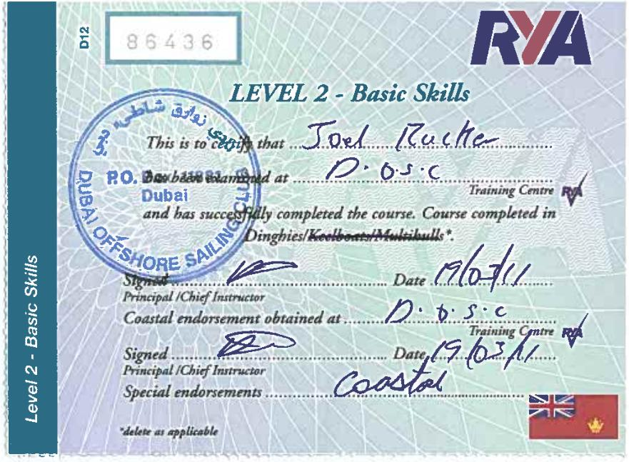 Image of RYA Level 2 Certificate