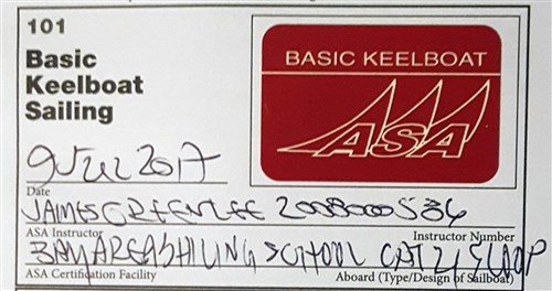 Image of ASA 101 Basic Keelboat Sailing Certification Seal